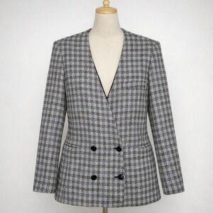 Vintage E.H. Woods Womens Size 10 Blazer Jacket Wool‎ Blend Tweed Shabby Chic